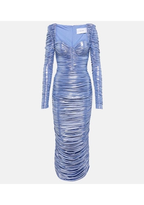 Alex Perry Ruched lame midi dress