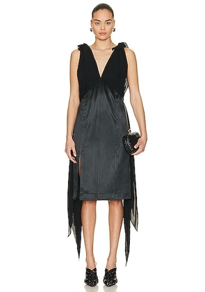 Bottega Veneta Heavy Fluid Silk Dress in Camping - Black. Size 34 (also in 36).