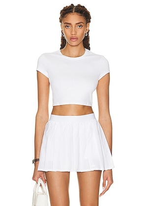 Alo Soft Crop Finesse Short Sleeve Top in White - White. Size L (also in XS).