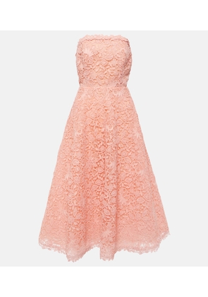 Carolina Herrera Strapless guipure lace midi dress