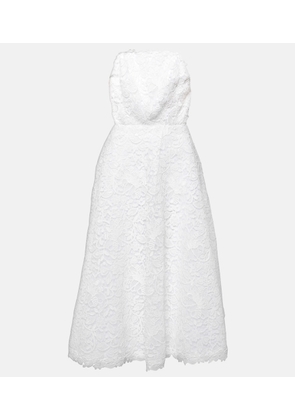 Carolina Herrera Strapless floral lace midi dress