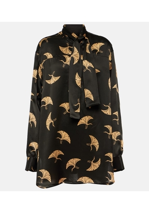 Dries Van Noten Printed silk satin top