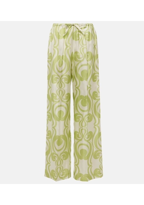 Dries Van Noten Printed silk wide-leg pants