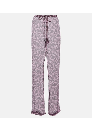 Dries Van Noten Pachas printed silk straight pants
