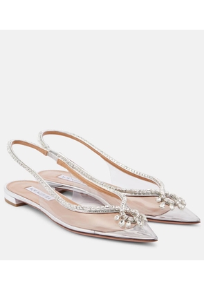 Aquazzura Seduction crystal-embellished PVC slingback flats