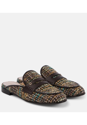 Gianvito Rossi Leather-trimmed boucle mules