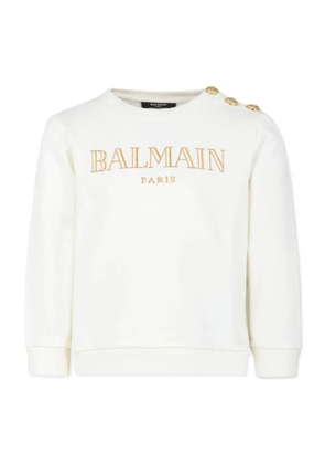 Balmain Kids Logo Embroidered Button-Detail Sweatshirt