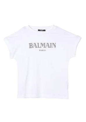 Balmain Kids Logo Print Cotton T-Shirt
