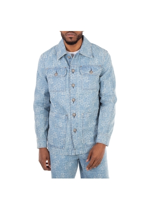 Balmain PB Logo Monogram Pattern Denim Jacket