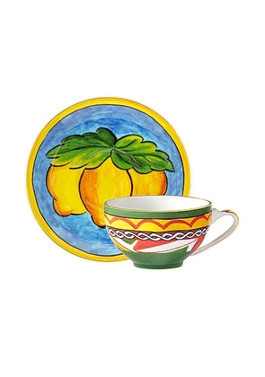 Dolce & Gabbana Casa Carretto Lemon Espresso Cup And Saucer Set in Multi - Yellow. Size all.
