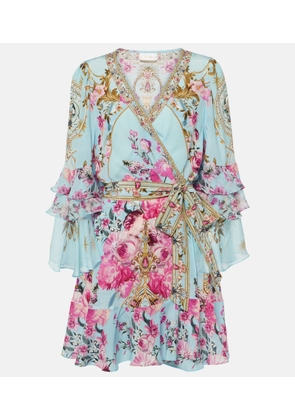 Camilla Embellished floral silk crepe wrap dress