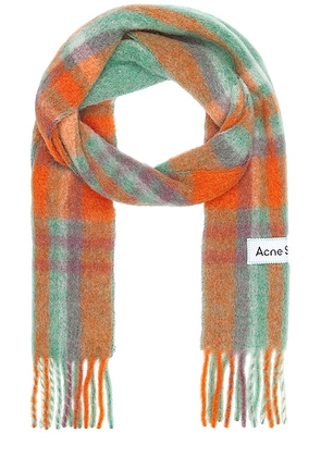 Acne Studios Striped Scarf in Orange  Lilac  & Aqua Blue - Orange. Size all.