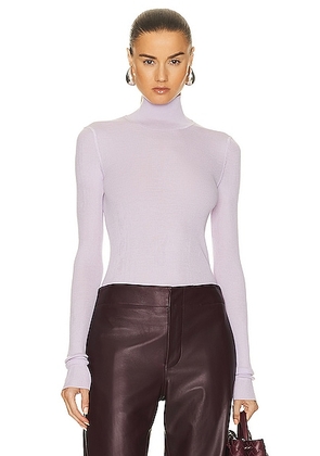 Bottega Veneta Wool Rib Underpinning Sweater in Thistle - Pink. Size XS (also in ).