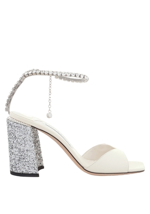 Jimmy Choo Saeda 85 Sandals In Beige Leather