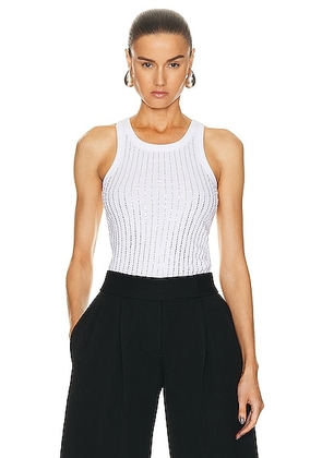 THE ATTICO Hotfixed Crystal Tank Top in White - White. Size 38 (also in 40, 42, 44).
