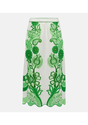 Farm Rio Color Festival printed linen midi skirt