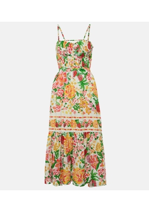 Farm Rio Floral Sketch cotton midi dress