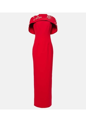 Safiyaa Embroidered caped crepe gown