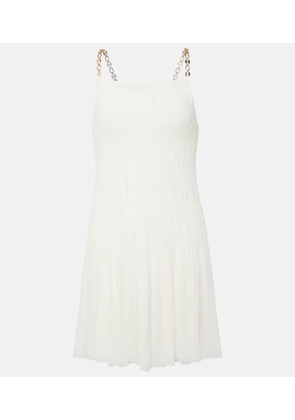 Rabanne Chain-detail pleated silk-blend minidress