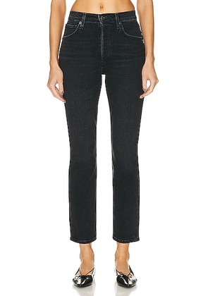 AGOLDE Riley Long High Rise Straight Jeans in Panoramic - Black. Size 33 (also in ).