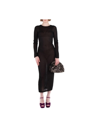 Versace Knit Slashed Back Transparent Midi Dress