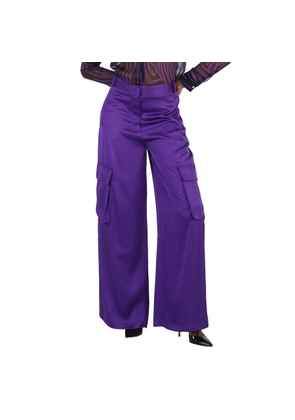 Versace Ladies Bright Dark Orchid Wide-Leg Cargo Pants