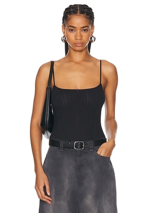 Cou Cou Intimates The Pointelle Bodysuit in Black - Black. Size L (also in M, XL, XS).
