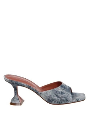 Amina Muaddi Ladies Lupita Printed Suede Tie Dye Denim Sandals