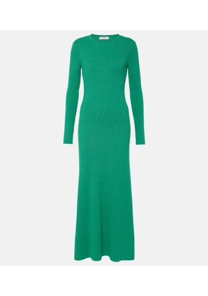 Valentino Ribbed-knit silk boucle midi dress