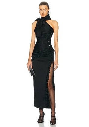 Alessandra Rich Envers Satin One Shoulder Evening Dress in Black - Black. Size 38 (also in ).