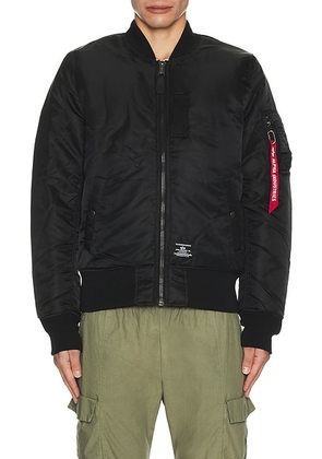 ALPHA INDUSTRIES MA-1 Regular Fit Flight Jacket in Black - Black. Size M (also in S).