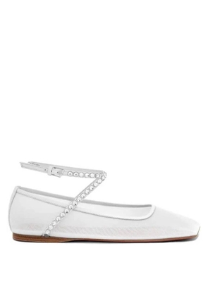 Amina Muaddi Ane Crystal Mesh Flats In White