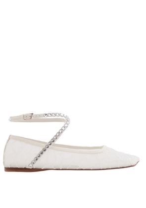Amina Muaddi Ane Crystal Lace Flats
