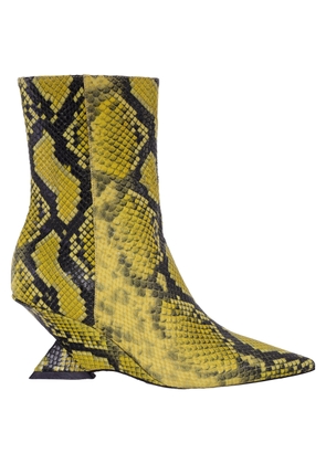 The Attico Fluo Yellow Python Leather Cheope Ankle Boots