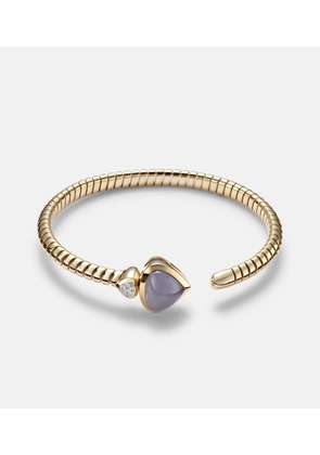 Marina B Trisolina Bypass 18kt gold cuff bracelet with chalcedony and diamonds