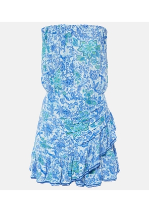 Poupette St Barth Printed strapless minidress