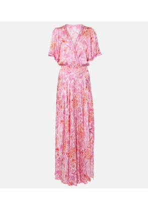 Poupette St Barth Mabelle floral satin maxi dress