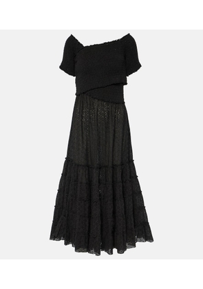 Poupette St Barth Soledad smocked cotton midi dress