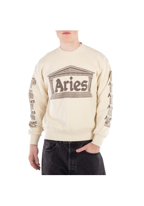 Aries Mens Beige Ancient Column Print Sweatshirt