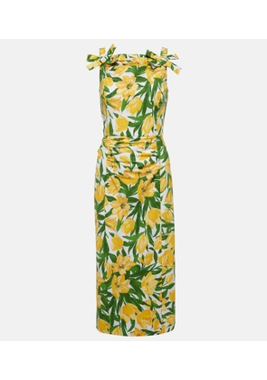 Carolina Herrera Floral ruched poplin midi dress