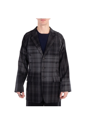 Yohji Yamamoto Mens Check Box Raglan Sleeve Jacket