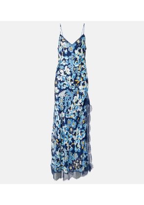 Poupette St Barth Floral lace-trimmed slip dress
