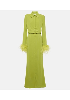 Roland Mouret Feather-trimmed crepe satin shirt dress
