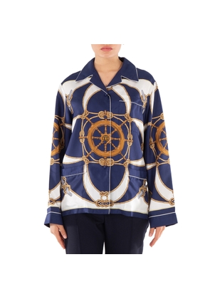 Bally Graphic-Print Notched-Collar Silk Shirt