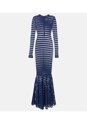 Norma Kamali Striped mesh gown
