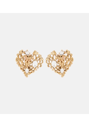 Oscar de la Renta Coral Heart embellished clip-on earrings