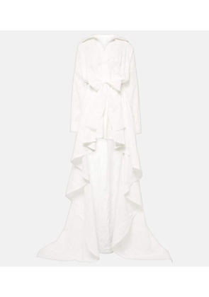 Norma Kamali Embroidered asymmetric cotton gown