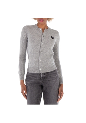 Comme Des Garcons Black Heart Logo Cardigan In Grey