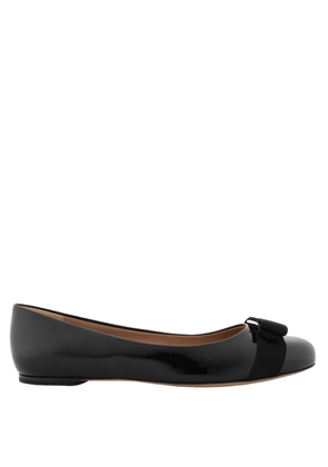 Ferragamo Ladies Black Patent Vara Bow Ballerina Shoes