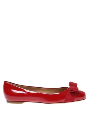Ferragamo Varina Ballet Flats in Red Patent Leather